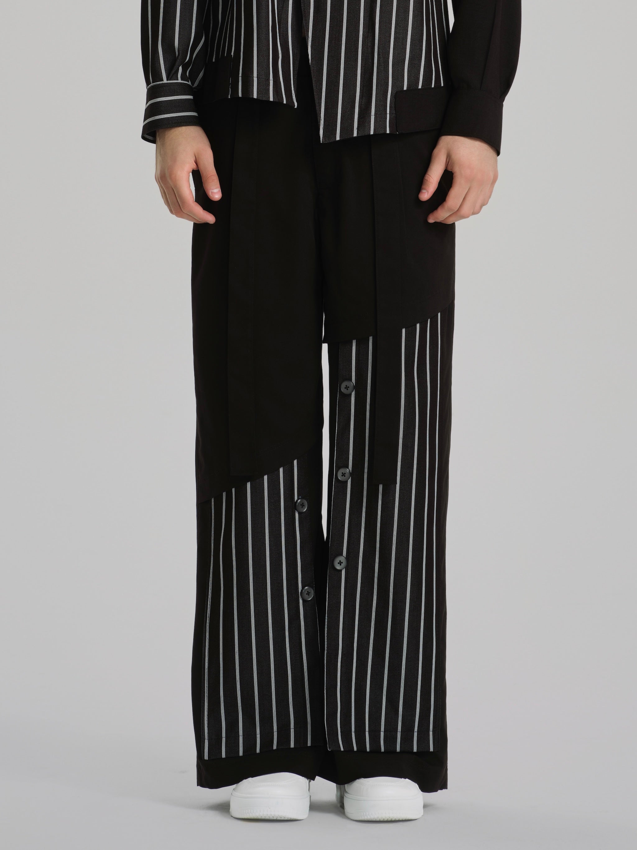 Shadow Stripes Wide Deconstructed Pants