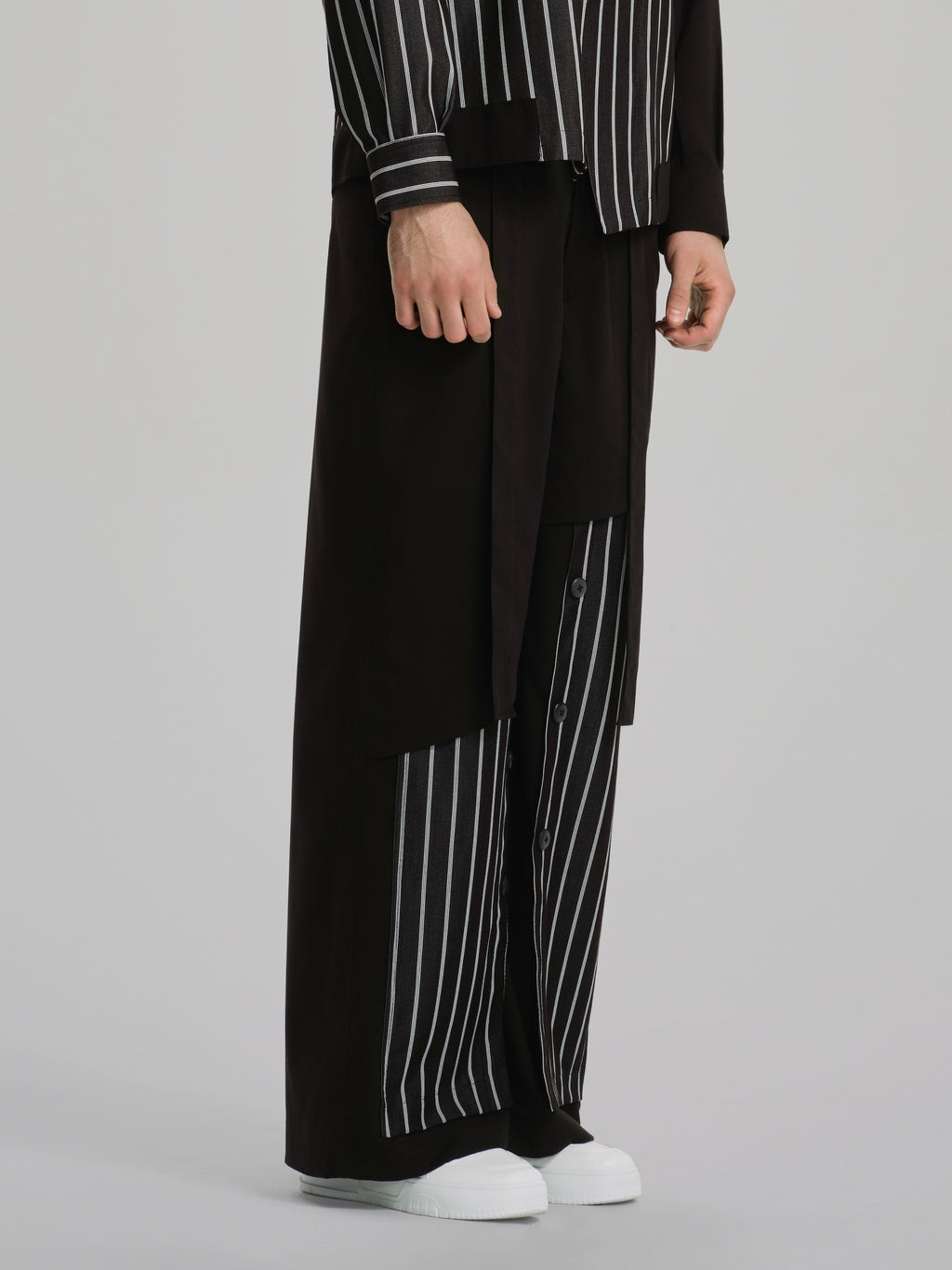 Shadow Stripes Wide Deconstructed Pants